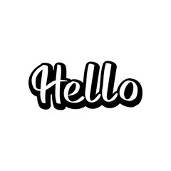 Hello text. Hand-lettering calligraphy