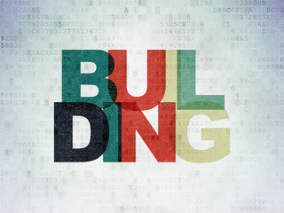 Construction concept: Building on Digital Data Paper background