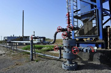Fototapeta premium The pipe and valve oil fields
