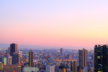 Fototapeta na wymiar 都市の夕景,大阪