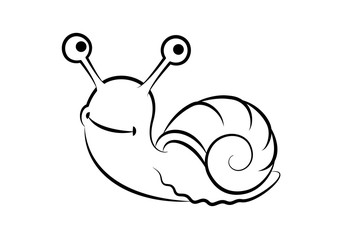 Snail Cartoon Drawing. Vector Illustration Of A Cute Snail.
