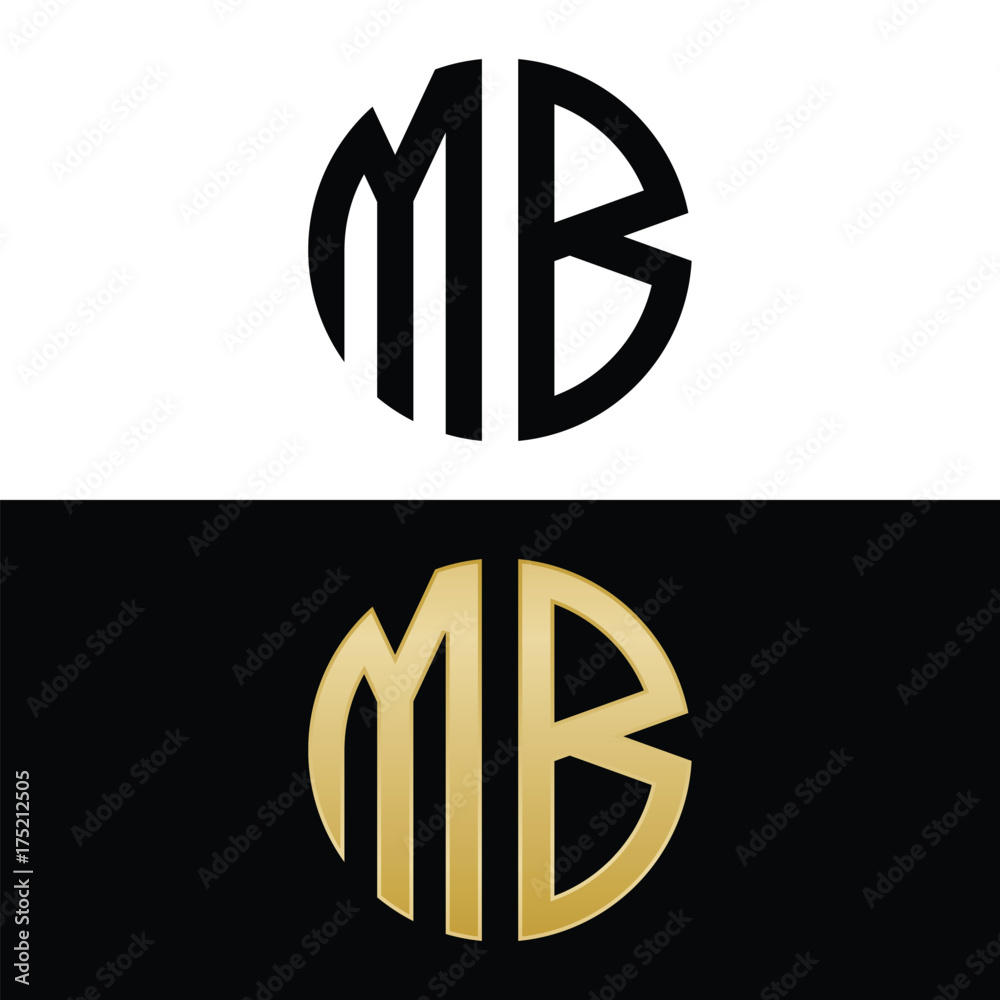 Wall mural mb initial logo circle shape vector black and gold