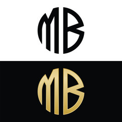 mb initial logo circle shape vector black and gold