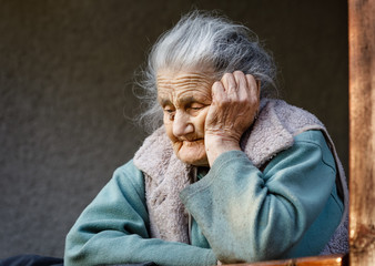 Portrait of a very old wrinkled woman