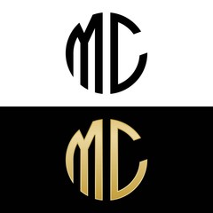 mc initial logo circle shape vector black and gold