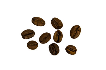 Roasted coffee beans isolated on white background