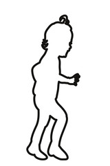  isolated sketch, outlines child running