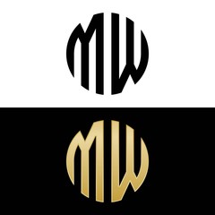 mw initial logo circle shape vector black and gold