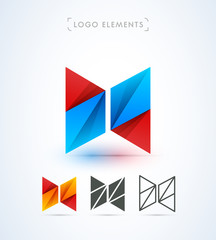 Vector abstract letter X logo elements. Material design style
