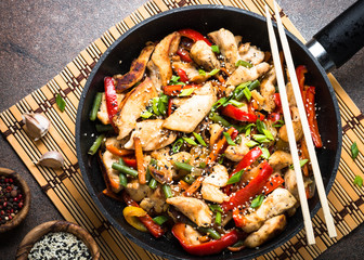 Chicken stir fry with   vegetables.