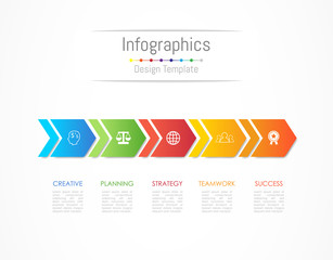 Infographic design elements for your business data with 5 options, parts, steps, timelines or processes, Arrow connect concept. Vector Illustration