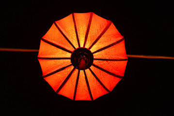 Close focus of red Chinese Lanterns at Mid-Autumn Festival with copy space for text or advertising on black background. Lanterns at Mid-Autumn Festival in Saigon (Sai Gon)/Ho Chi Minh City, Vietnam