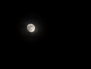 Moon almost full on black sky tonight