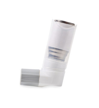 Asthma inhaler isolated on a white.