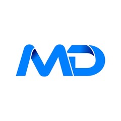 md logo initial logo vector modern blue fold style