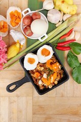 Pork chili paste with salted egg delicious