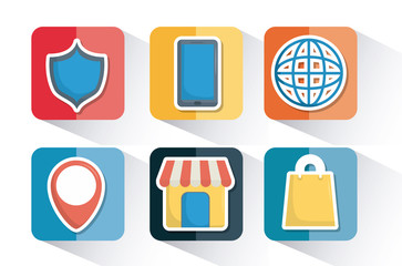 Icon set of digital and online marketing theme Vector illustration