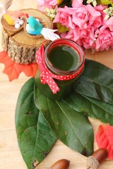 Bamboo grass juice or Tiliacora triandra (bai-ya-nang)