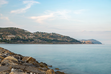 Fototapeta na wymiar View to Imperia from the beach