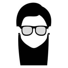 beautiful woman head with glasses avatar character