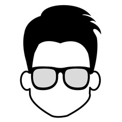 young man head with glasses avatar character
