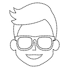 young man head with glasses avatar character