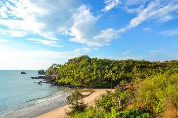 Untouched Beautiful Beach off the Cliff in South Goa, India - 175218110