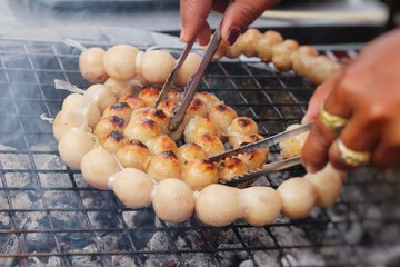 Grilled sausage asia is delicious in market