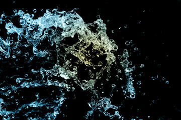 water splash isolated on black background