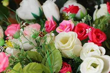Beautiful vintage roses of artificial flowers