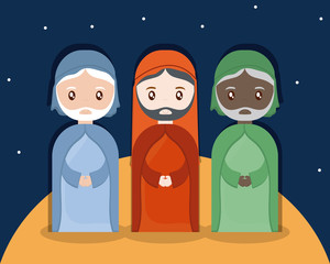 The three wise men of holy family theme Vector illustration
