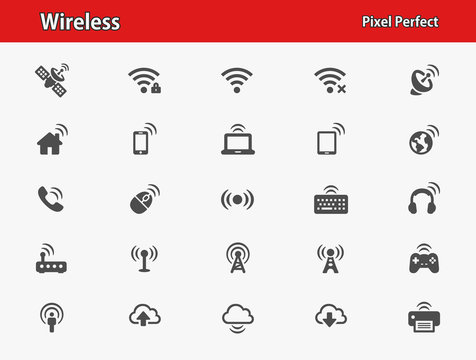 Wireless Icons. Professional, pixel perfect icons optimized for both large and small resolutions. EPS 8 format.