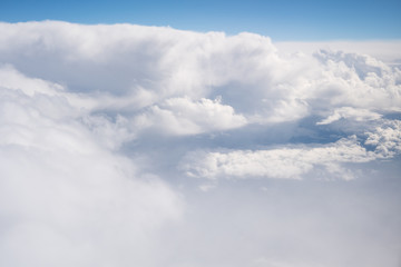 blue sky with the clouds from the plane view