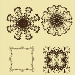 Vintage frames and scroll elements,Floral background design, luxury mandala