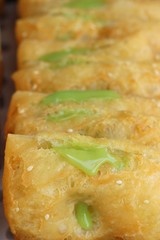 Deep fried dough put thai pandan custard