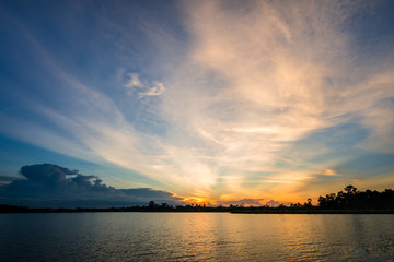 sunset on the lake landscape