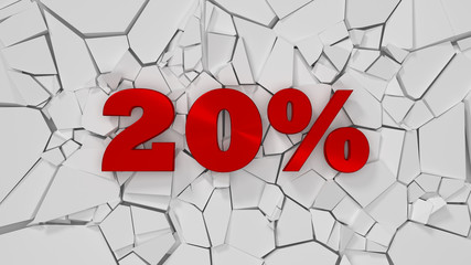 20%. Porcentajes. Descuentos. 3D