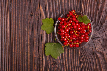 fresh red currant and jam on the rustic background