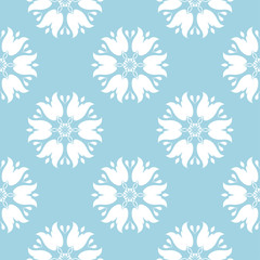 White floral seamless pattern on blue background