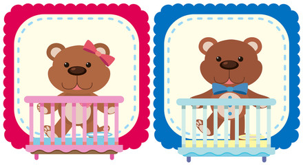 Teddy bears in pink and blue