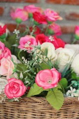 Beautiful vintage roses of artificial flowers
