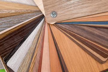 Obraz na płótnie Canvas several wooden samples for furniture close up