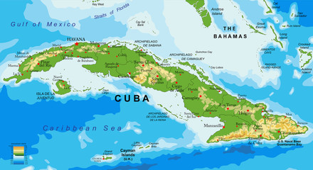 Cuba relief map