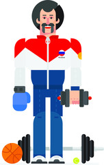 Illustration of the athlete's character in an animated style. Vector illustration. Flat vector illustration. Characters design.