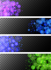 Four black background with blue and green lights