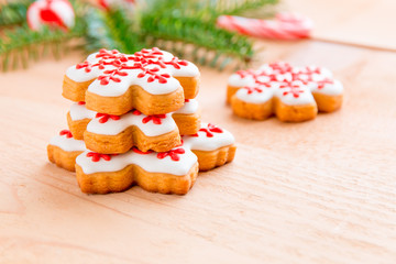 Homemade  snowflake Christmas cookies.