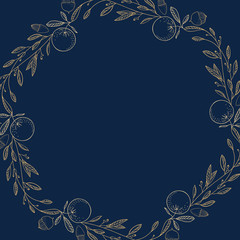 Golden christmas greetings at blue background