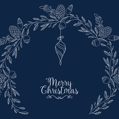 Golden christmas greetings at blue background - 175225946