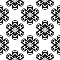 Fototapeta na wymiar Black floral seamless pattern on white background