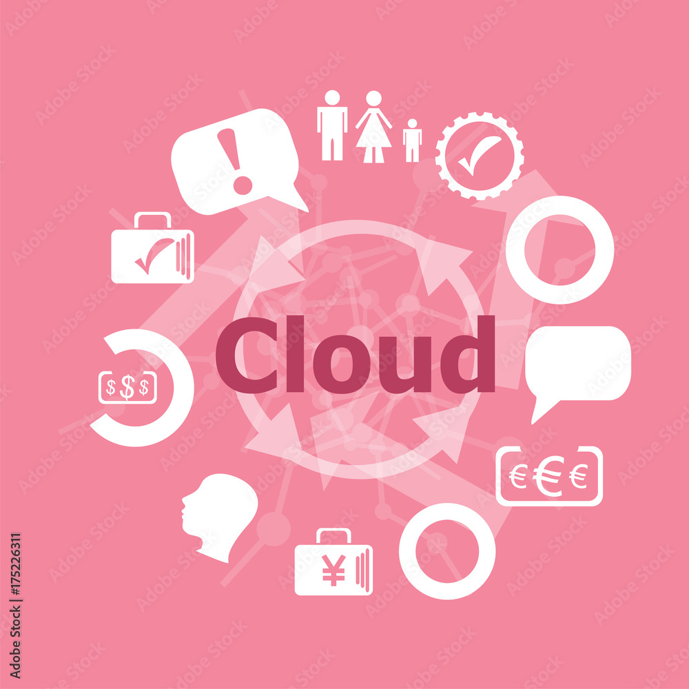 Poster text cloud. web design concept . set of flat icons for mobile app and web